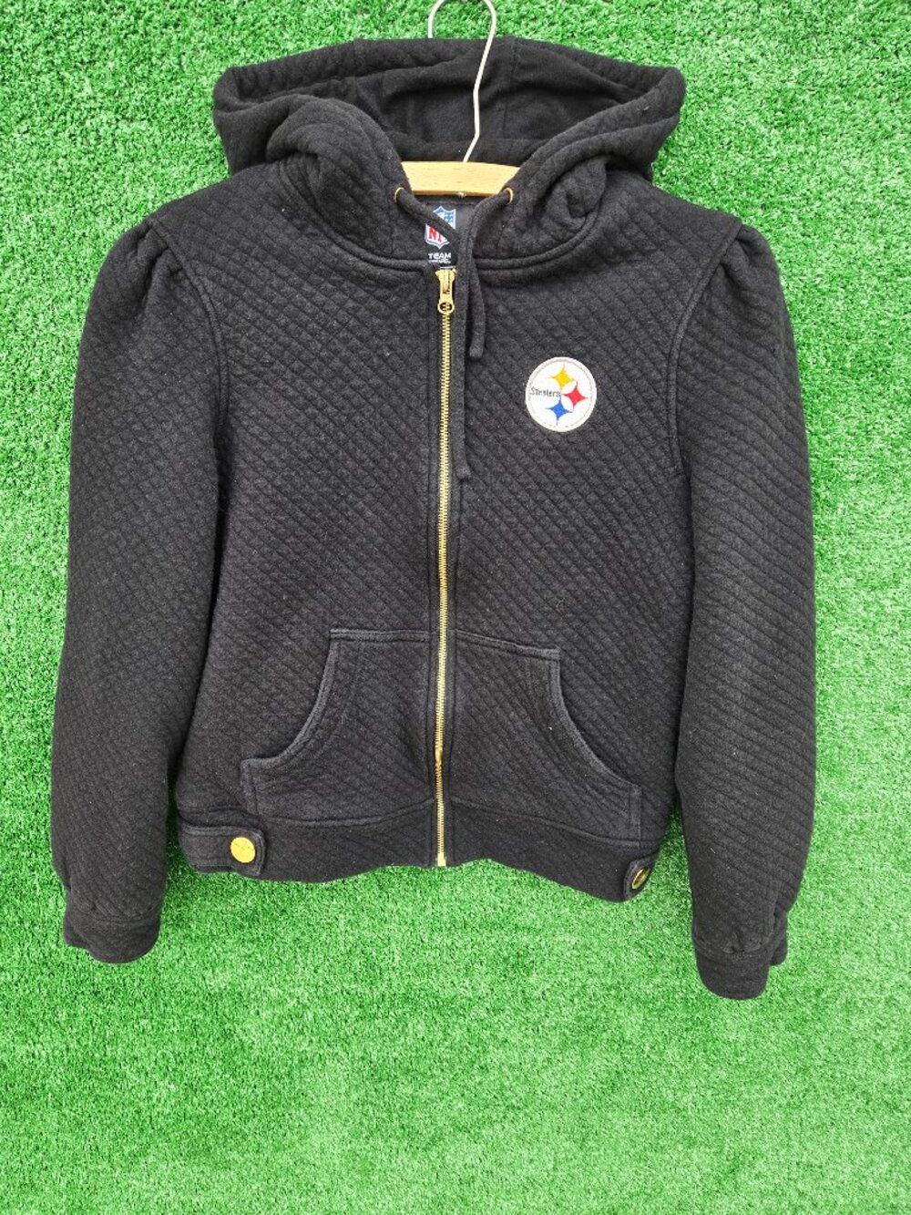 NFL Pittsburgh Steelers Quilted full zip hoodie with gold accents